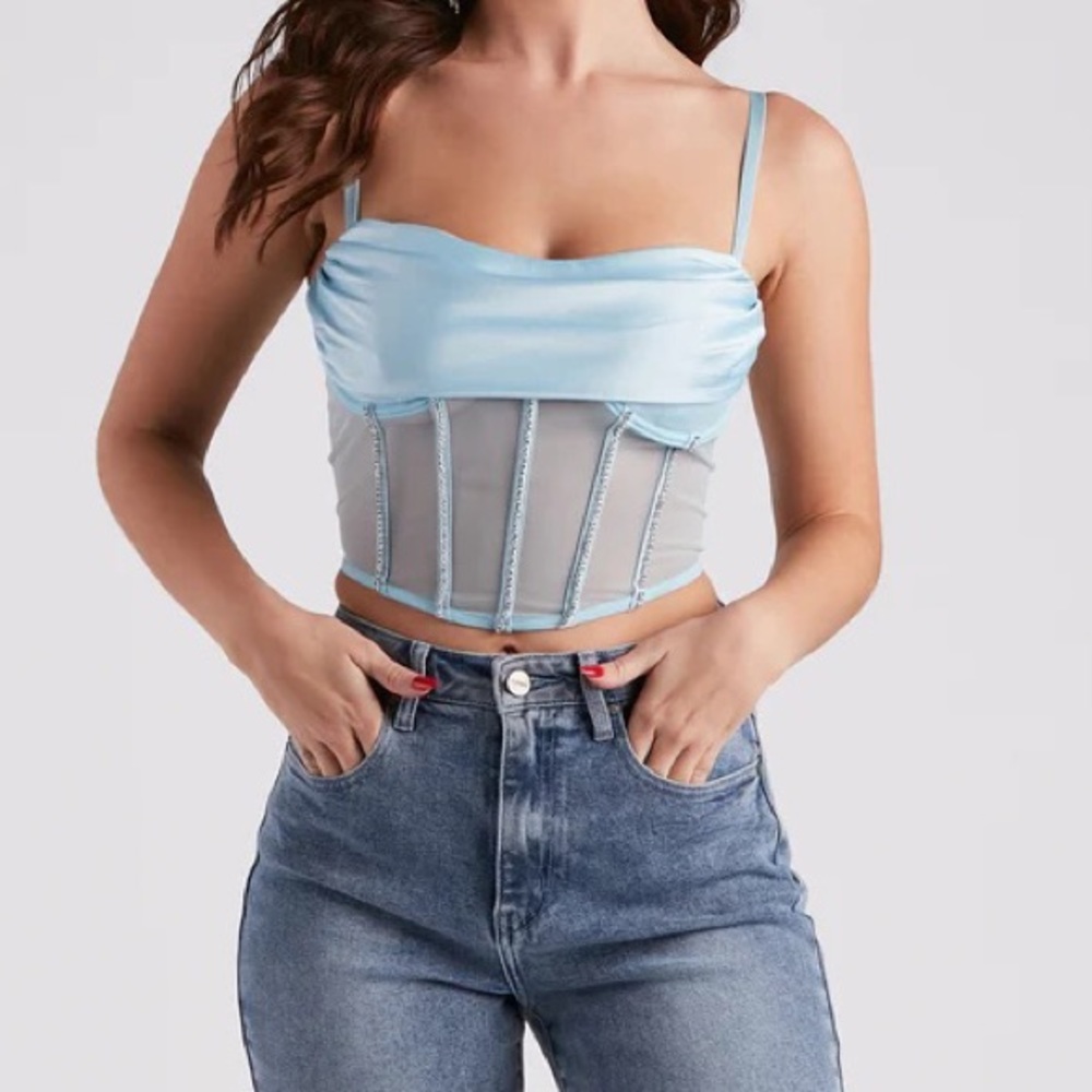 NEW! Baby Blue Rhinestone Bustier